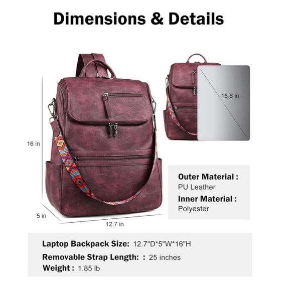 Leather Travel Backpack Bag - Picture 2 of 8